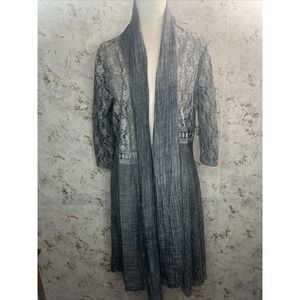 South Main Lace Sheer Open Duster Kimono Size L/XL Blue/gray Boho